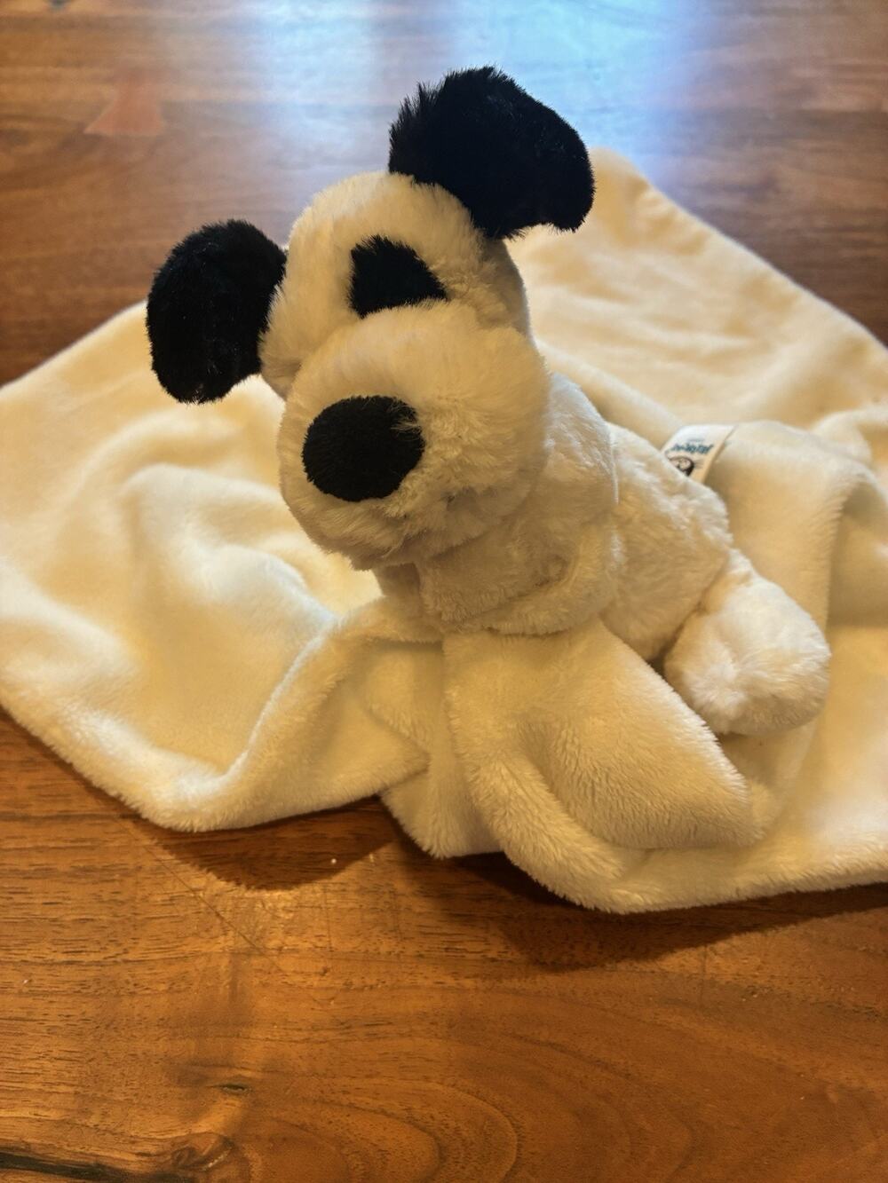 Jellycat Bashful Black and Cream Puppy Soother Security Blanket Lovey Plush